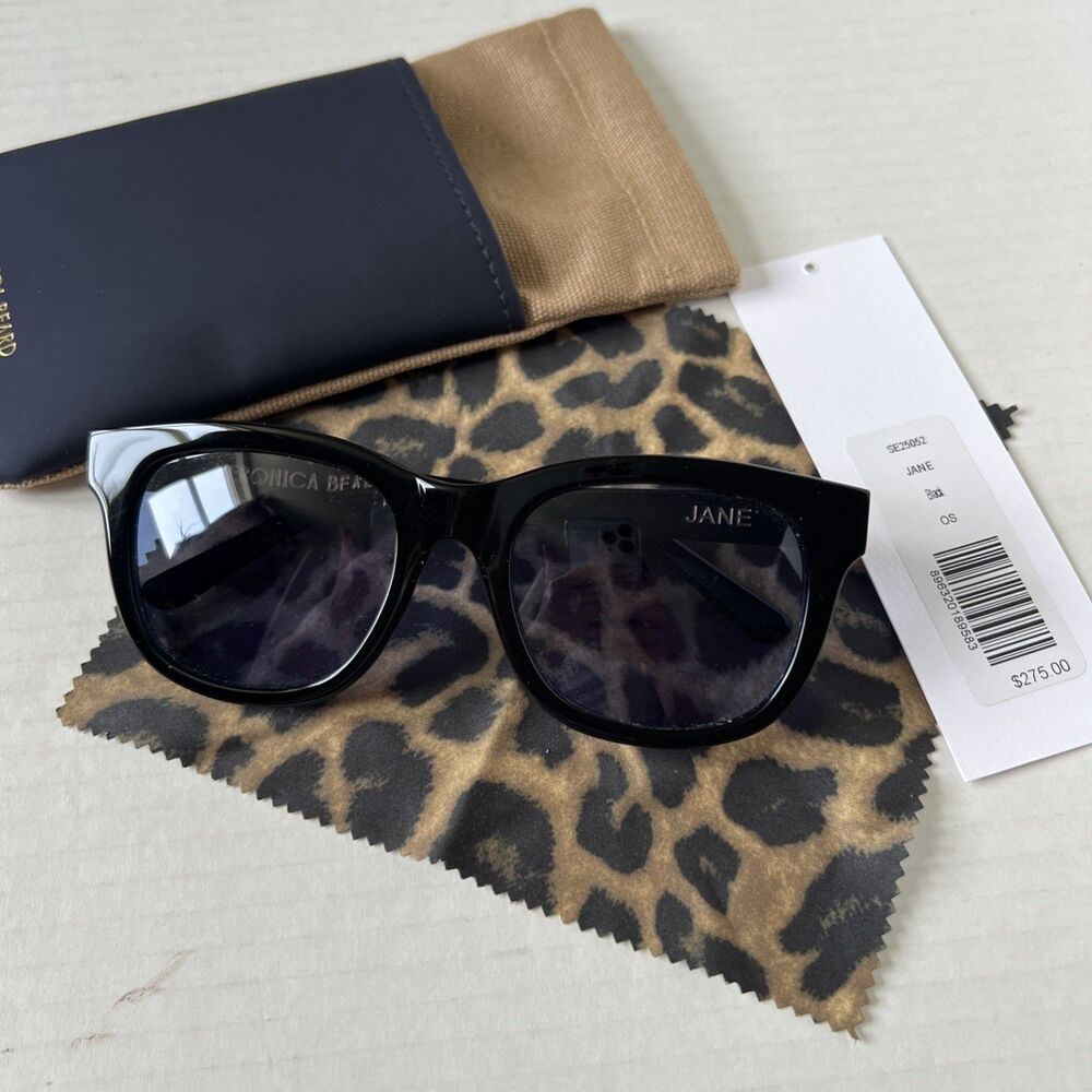 Veronica Beard Jane Square Frame Sunglasses Black NWB - Picture 2 of 9